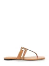 Tory Burch Brown Leather Sandals In Beige