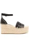 Tory Burch Ines Multi-strap Espadrille Wedge Sandal In Schwarz