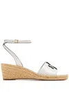 Tory Burch Ines Ankle Strap Espadrille Platform Wedge Sandal In White