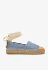 Tory Burch Ines Wraparound Denim Espadrilles In Blue