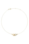 Tory Burch Interlocking Wishbone Pendant In Tory Gold/crystal