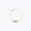 Tory Burch Interlocking Wishbone Bracelet In Tory Gold/crystal