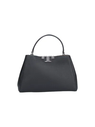 Tory Burch Italian-inspired Cow Leather Shoulder Bag With Suede Lining In Black