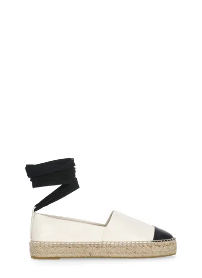 Tory Burch Ivory Leather Espadrillas In Neutral