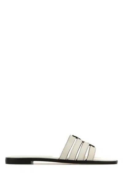 Tory Burch Ivory Leather Ines Slippers In Multi