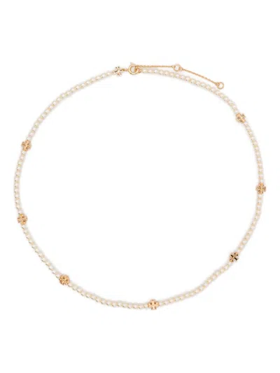 Tory Burch Ivory Pearls Necklace In Gold