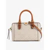 Tory Burch Womens Petite Barrel Monogrammed Canvas Shoulder Bag Ivory In Ivory