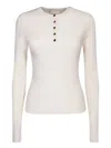 Tory Burch Ivory Ribbed Viscose Sweater In White