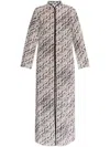 Tory Burch Grey Kaftan With Contrasting Trims And Eyelet Closure On The Front In Silk And Cotton Blend Woman In Beige