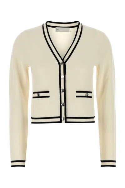 TORY BURCH IVORY STRETCH WOOL BLEND KENDRA CARDIGAN