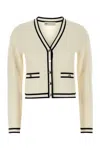 Tory Burch Ivory Stretch Wool Blend Kendra Cardigan
