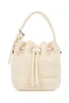 Tory Burch T Monogram Terry Mini Bucket Bag Handbags Beige In White