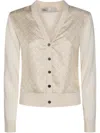 Tory Burch Silk And Wool Cardigan With Logos