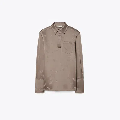 Tory Burch Jacquard Cuffed Shirt In Animal Print