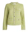 Tory Burch Knitted Checked Jacket In Green