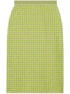 Tory Burch Checkered Jacquard Midi Skirt In 绿色
