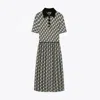Tory Burch Abstract-pattern Print Midi Dress In New Ivory Small Zebra