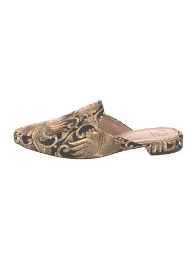 Pre-owned Tory Burch Jacquard Printed Mules In Brown