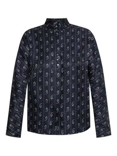 Tory Burch Jacquard Silk Shirt In Blue