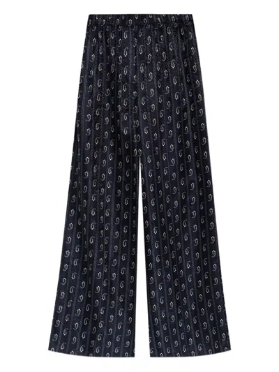 Tory Burch Jacquard Silk Trousers In Black