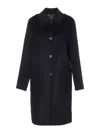Tory Burch Jacquard Wool Coat With Monogram T In Black
