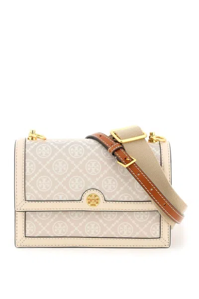 Tory Burch T Monogram Jacquard Shoulder Bag In Beige