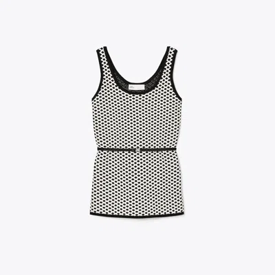Tory Burch Jacquard Tank Top In Black/new Ivory