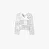 Tory Burch Jacquard Wrap Top In Marshmallow Nothing Ditsy