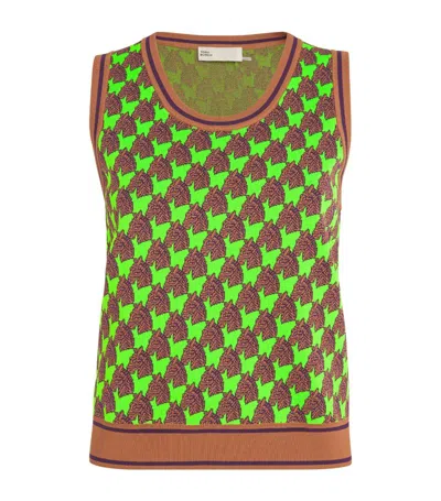 Tory Burch Jacquard Zebra Tank Top In Multi