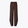 Tory Burch Stripe Zip Japanese Jersey Trousers In Brown