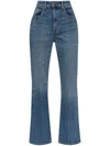 Tory Burch Cropped Flare Jeans With Classic Blue Wash And Five-pocket Design In Brown