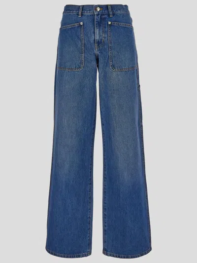 Tory Burch Jeans Stile Cargo In Denim A Vita Alta In Navy