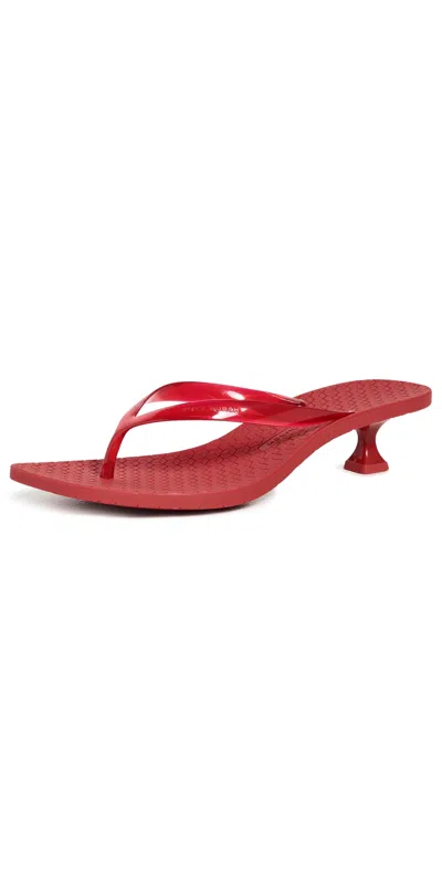Tory Burch 40mm Jelly Kitten-heel Flip Flops In Red