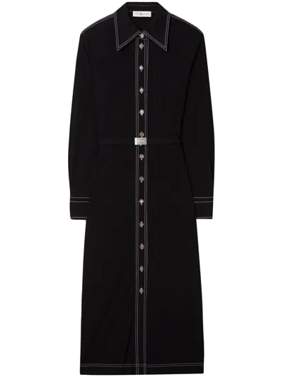 Tory Burch Jersey Knit Polo Dress In Black