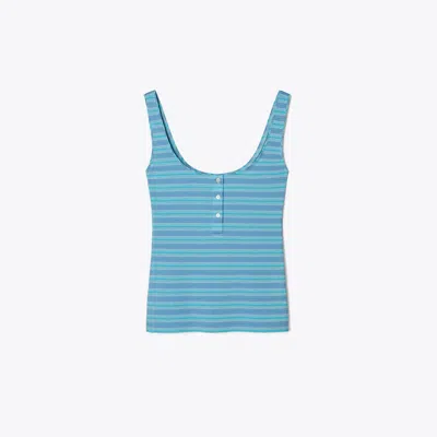 Tory Burch Jersey Striped Tank In Blue Multi Stripe