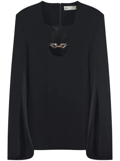 Tory Burch Jessa Crepe U-neck Tunic In Black