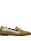 Tory Burch Jessa Leather Loafers In Green