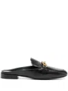 Tory Burch Jessa Embellished Pebbled-leather Slippers In Black