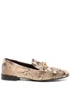 Tory Burch Jessa Python Print Leather Loafers In Brown