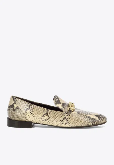 Tory Burch Jessa Python Print Leather Loafers