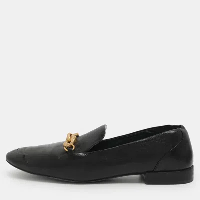 Pre-owned Tory Burch Jessa Size 38.5 Black Leather Loafers