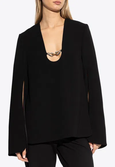 Tory Burch Jessa U-neck Crepe Tunic In Black