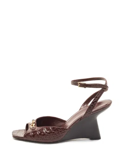 Pre-owned Tory Burch Jessa Wedge Sandals In Red