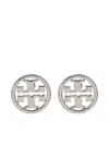 Tory Burch Miller Double-t Stud Earrings In Grey