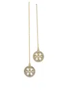 Tory Burch Icon Crystal Paved Drop Threader Earrings In Gold