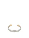 Tory Burch Icon Crystal Paved Two-tone Cuff Bracelet In Silver