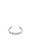 Tory Burch Icon Crystal Paved Two-tone Cuff Bracelet In Multi