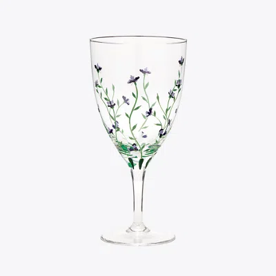 Tory Burch Jolie Fleur Wine Glass, Set Of 2 In Clear