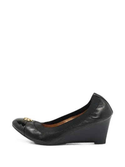 Pre-owned Tory Burch Jolie Wedge Pumps In Black