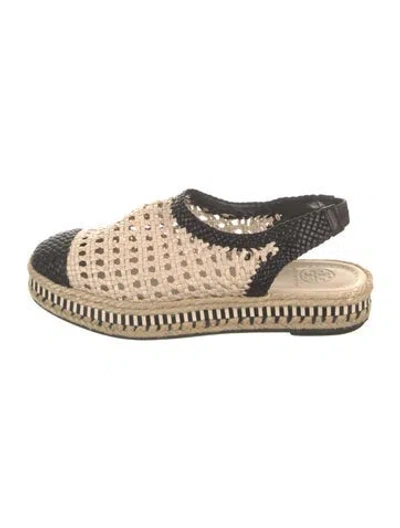 Pre-owned Tory Burch Jute Colorblock Pattern Slingback Flats